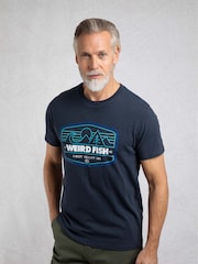 Weird Fish Navy Blue Pacific Front Print Graphic T-Shirt - Image 1 of 7