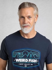 Weird Fish Navy Blue Pacific Front Print Graphic T-Shirt - Image 4 of 7