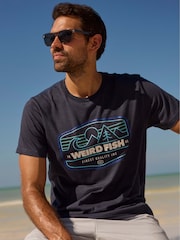 Weird Fish Navy Blue Pacific Front Print Graphic T-Shirt - Image 5 of 7