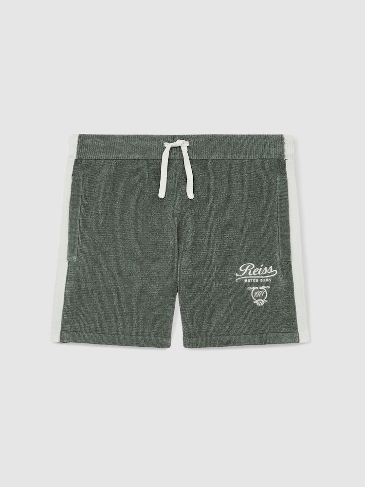 Reiss Dark Sage Green/White Trenton Shorts - Image 2 of 4