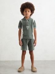 Reiss Dark Sage Green/White Trenton Shorts - Image 3 of 4