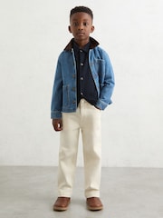 Reiss Navy Blue Gideon Wool V-Stitch Button Through Cardigan - Image 4 of 5