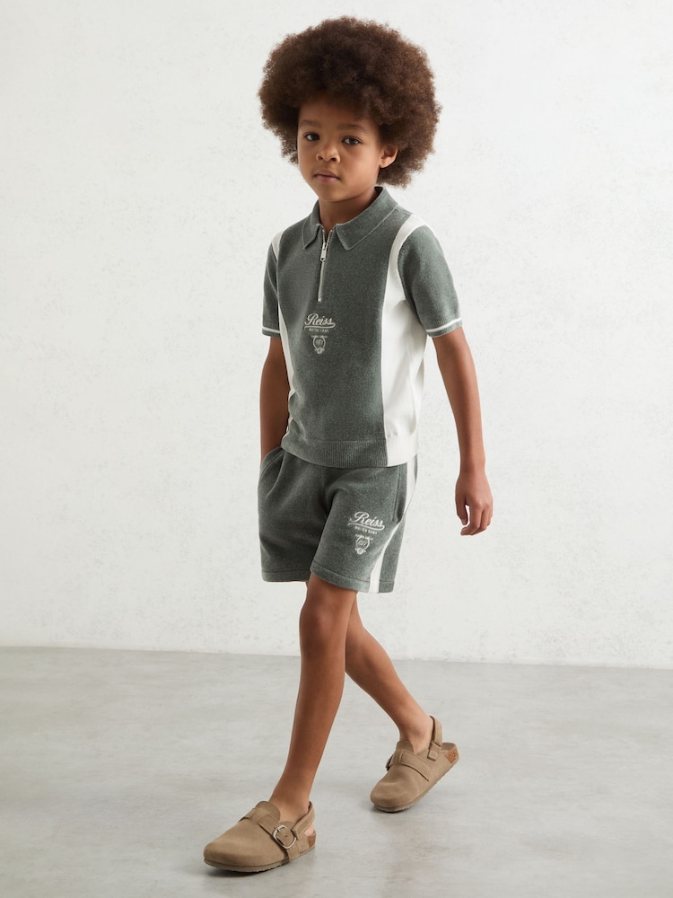 Reiss Dark Sage Green/White Walter Polo Shirt - Image 1 of 4