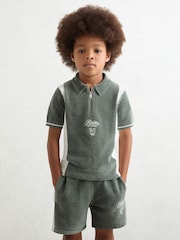 Reiss Dark Sage Green/White Walter Polo Shirt - Image 3 of 4