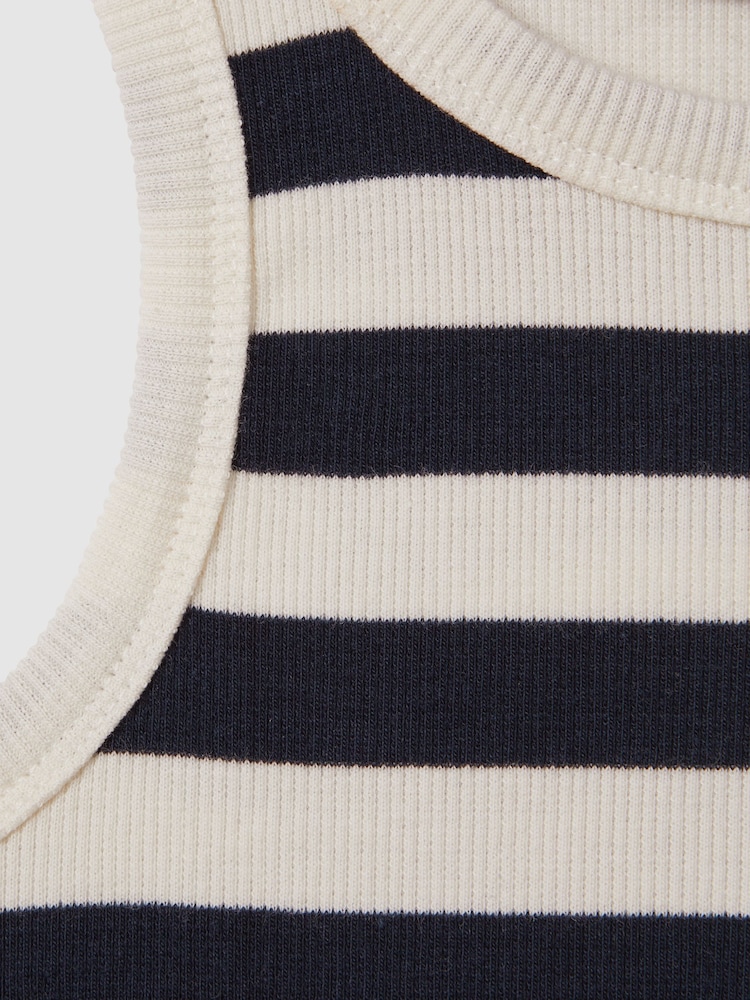 Reiss Navy Kioni 13-14 yrs Striped Crew Neck Vest - Image 4 of 4