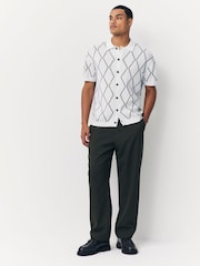 Ecru Argyle Knitted Button Through Shirt - Image 2 of 7