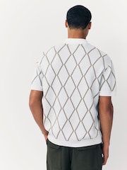 Ecru Argyle Knitted Button Through Shirt - Image 3 of 7