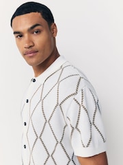 Ecru Argyle Knitted Button Through Shirt - Image 4 of 7