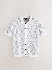 Ecru Argyle Knitted Button Through Shirt - Image 5 of 7