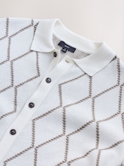 Ecru Argyle Knitted Button Through Shirt - Image 6 of 7