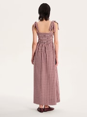 Omnes 100% Cotton Dixie Shirred Strappy Gingham Maxi Dress - Bild 3 von 4