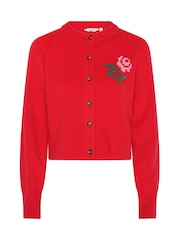 Omnes Red August High Neck Long Sleeve Cardigan - Image 1 of 1