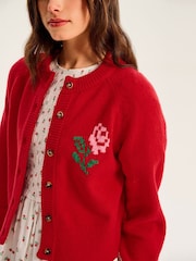 Omnes Red August High Neck Long Sleeve Cardigan - Image 4 of 5