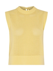 Omnes Yellow Effie 100% Cotton Corchet Weave Open Back Tank - Image 1 of 2