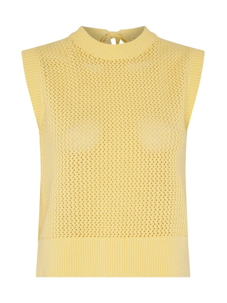 Omnes Yellow Effie 100% Cotton Corchet Weave Open Back Tank - Image 1 of 2 Omnes Yellow Effie 100% Cotton Corchet Weave Open Back Tank - Image 1 of 2