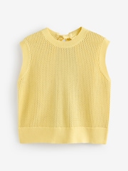 Omnes Yellow Effie 100% Cotton Corchet Weave Open Back Tank - Image 2 of 2