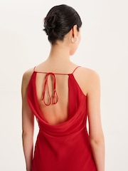 Omnes Red Kiki Strappy Chiffon Cowl Neck Mini Dress - Image 2 of 4