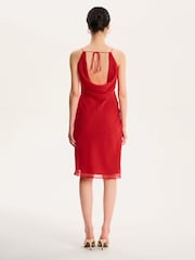 Omnes Red Kiki Strappy Chiffon Cowl Neck Mini Dress - Image 3 of 4