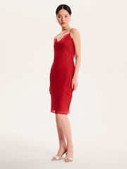 Omnes Red Kiki Strappy Chiffon Cowl Neck Mini Dress - Image 4 of 4
