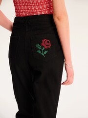 Omnes Black Sarah Jane 100% Cotton Cropped Flare Jeans - Image 4 of 5