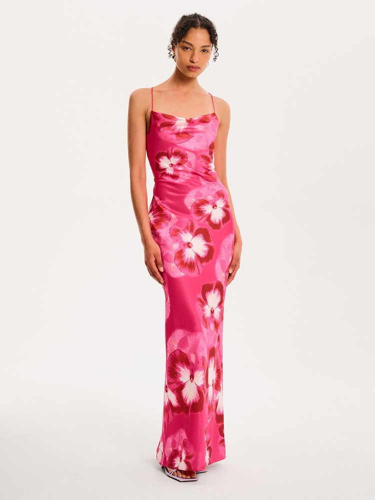 Omnes Pink Large Ginny Strappy Floral Maxi Tie-Back Dress - Image 1 of 3