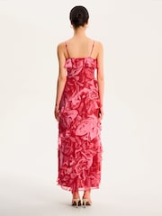 Omnes Red Missy Ruffle Chiffon Maxi Floral Dress - Image 2 of 3