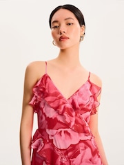 Omnes Red Missy Ruffle Chiffon Maxi Floral Dress - Image 3 of 3