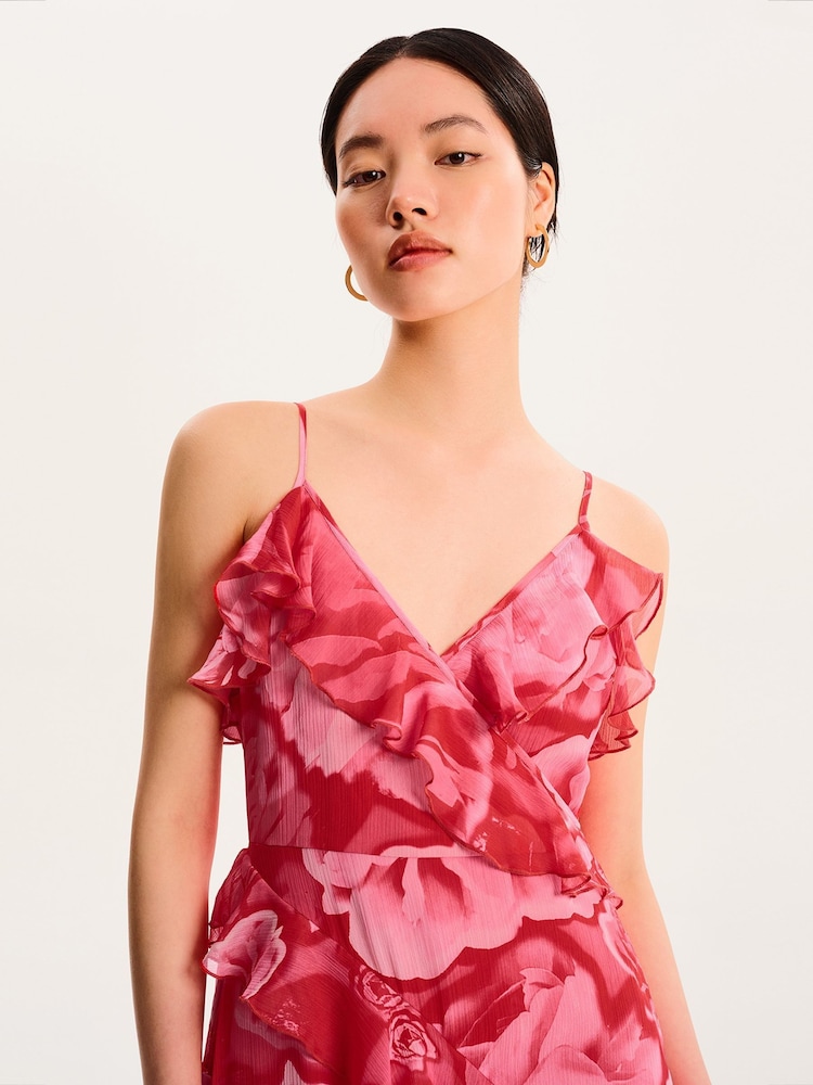 Omnes Red Missy Ruffle Chiffon Maxi Floral Dress - Image 3 of 3