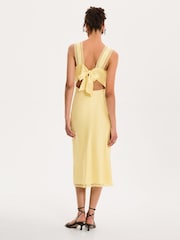Omnes Yellow Maizie Tie Back Lace Trim Midi Slip Dress - Image 2 of 4