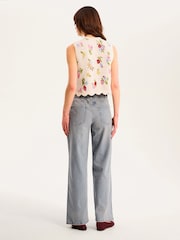 Omnes Cream Bibi 100% Cotton Floral Knitted Vest - Image 3 of 5