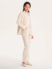 Omnes White Sarah Jane 100% Cotton Cropped Flare Rose Print Jeans - Image 2 of 5