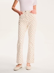 Omnes White Sarah Jane 100% Cotton Cropped Flare Rose Print Jeans - Image 4 of 5