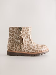 Animal Shimmer Wide Fit (G) Chelsea Zip Tassel Ankle Boots - Image 2 of 5
