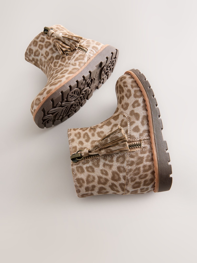 Animal Shimmer Wide Fit (G) Chelsea Zip Tassel Ankle Boots - Image 5 of 5 Animal Shimmer Wide Fit (G) Chelsea Zip Tassel Ankle Boots - Image 5 of 5