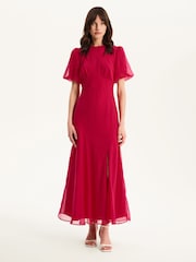 Omnes Nola Chiffon Puff Sleeve Side Slit Maxi Dress - Bild 1 von 4