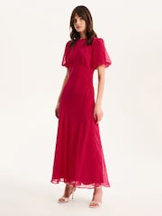Omnes Nola Chiffon Puff Sleeve Side Slit Maxi Dress - Bild 2 von 4