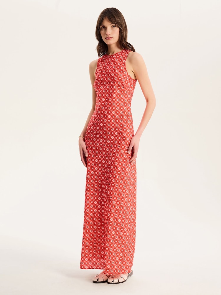Omnes Torin 100% Cotton Maxi Floral Gingham Dress - Bild 1 von 4