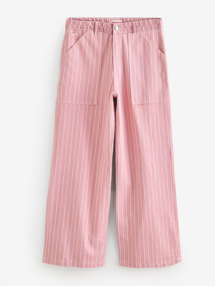 Omnes Pink Axelle 100% Cotton High Waisted Wide Leg Jeans in Light Wash Denim - Image 2 of 2 Omnes Pink Axelle 100% Cotton High Waisted Wide Leg Jeans in Light Wash Denim - Image 2 of 2