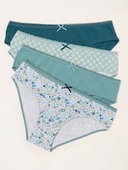 FatFace Green 4 Pack of Geo Floral Classic Knicker - Image 1 of 3