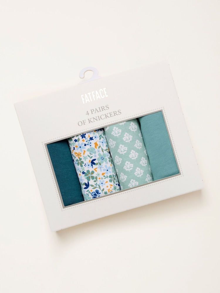 FatFace Green 4 Pack of Geo Floral Classic Knicker - Image 2 of 3 FatFace Green 4 Pack of Geo Floral Classic Knicker - Image 2 of 3