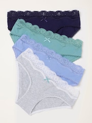 FatFace BlueGrey 4 Pack of Plain Classic Knickers - Image 1 of 3