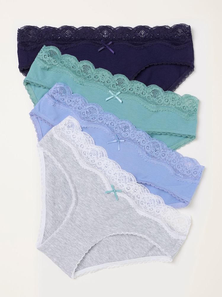 FatFace BlueGrey 4 Pack of Plain Classic Knickers - Image 1 of 3 FatFace BlueGrey 4 Pack of Plain Classic Knickers - Image 1 of 3