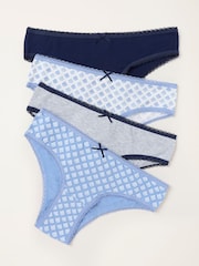 FatFace Blue 4 Pack of Geo Brazillian Knickers - Image 1 of 3