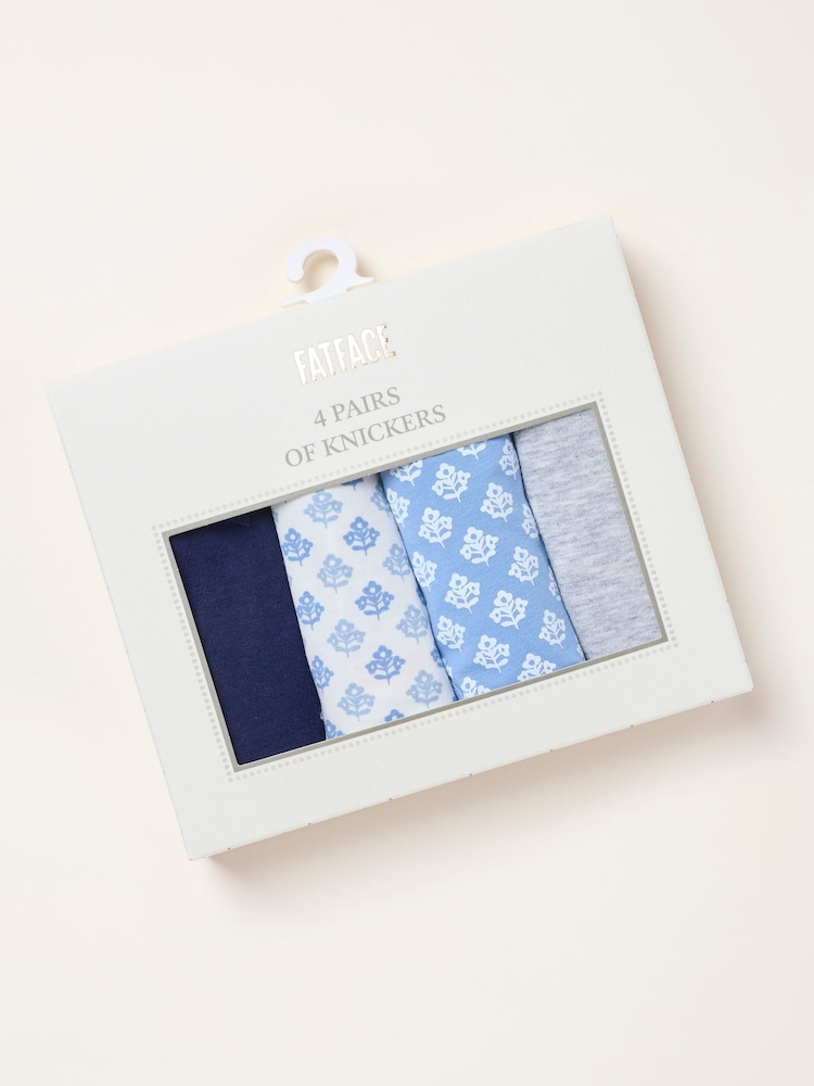 FatFace Blue 4 Pack of Geo Brazillian Knickers - Image 2 of 3 FatFace Blue 4 Pack of Geo Brazillian Knickers - Image 2 of 3