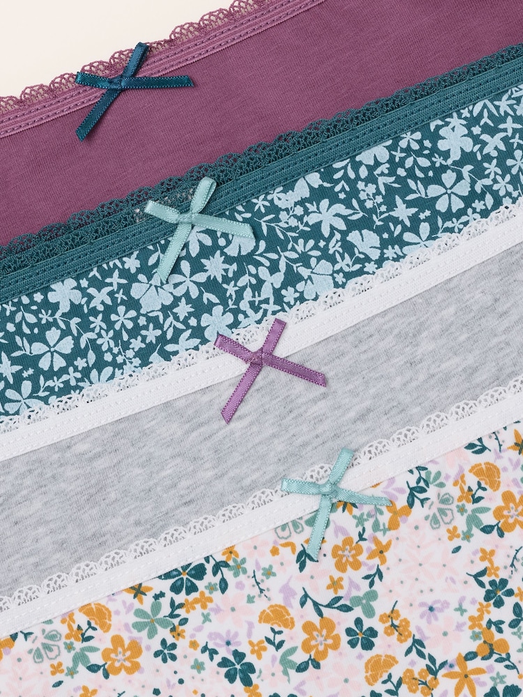 FatFace Purple 4 Pack of Floral Brazillian Knickers - Image 3 of 3