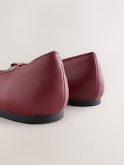 Red Round Toe Leather Ballerina Shoes - Image 4 of 5