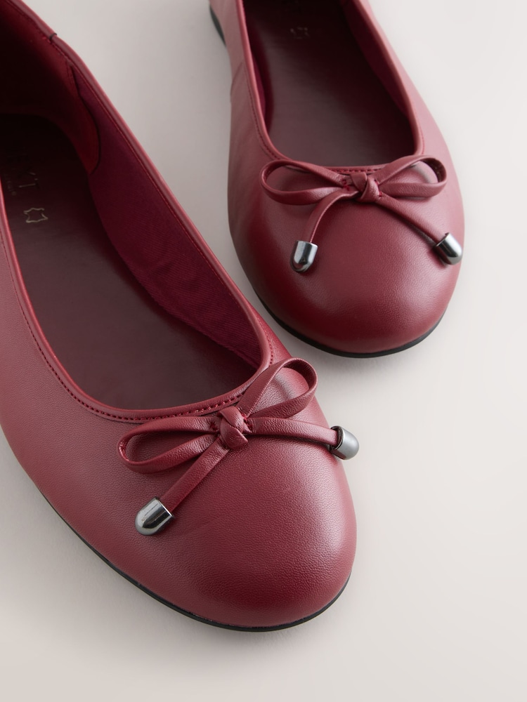 Red Round Toe Leather Ballerina Shoes - Image 5 of 5 Red Round Toe Leather Ballerina Shoes - Image 5 of 5