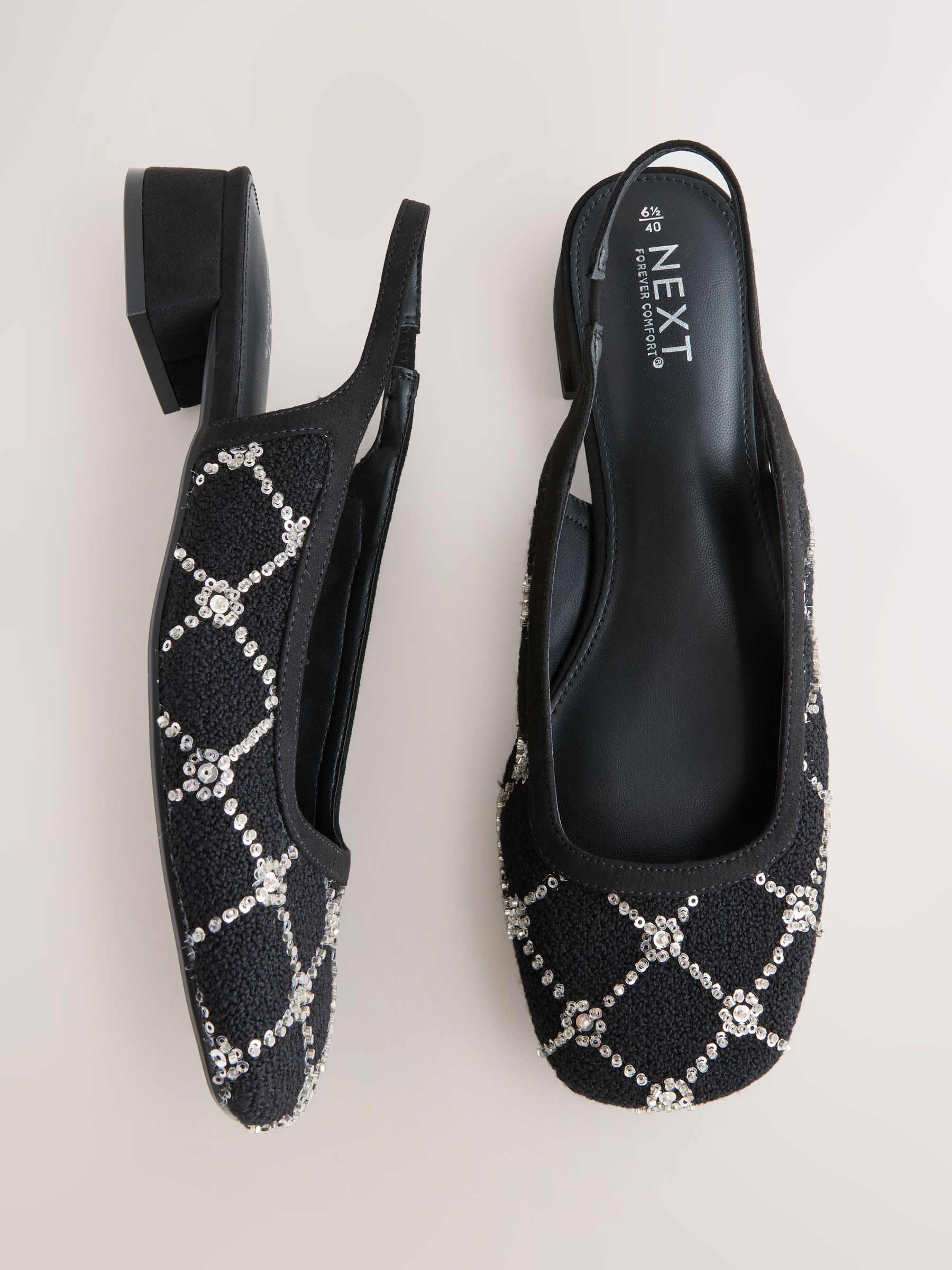 Buy Black Tweed Forever Comfort® Tweed Square Toe Slingback Shoes