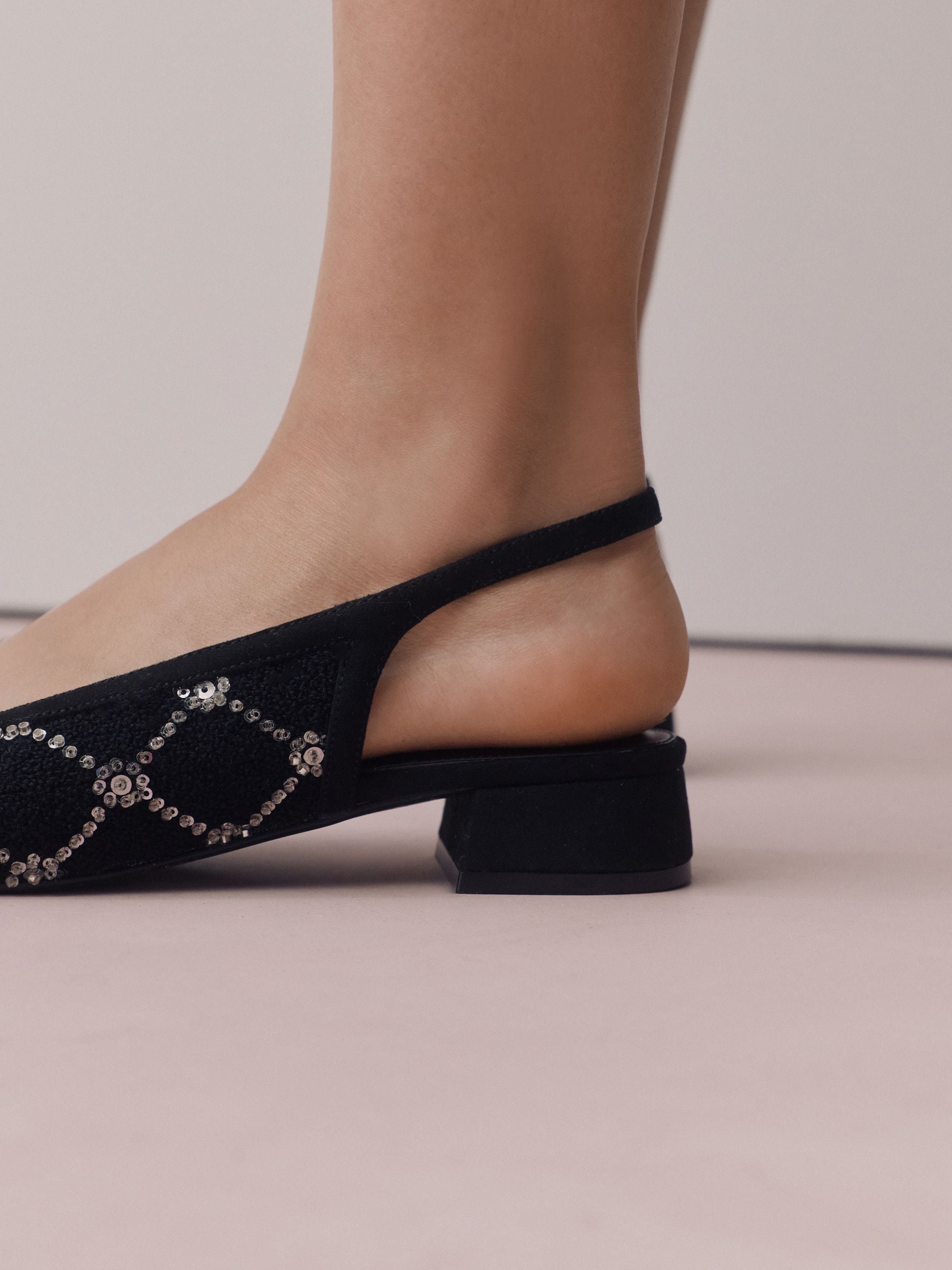 Buy Black Tweed Forever Comfort® Tweed Square Toe Slingback Shoes