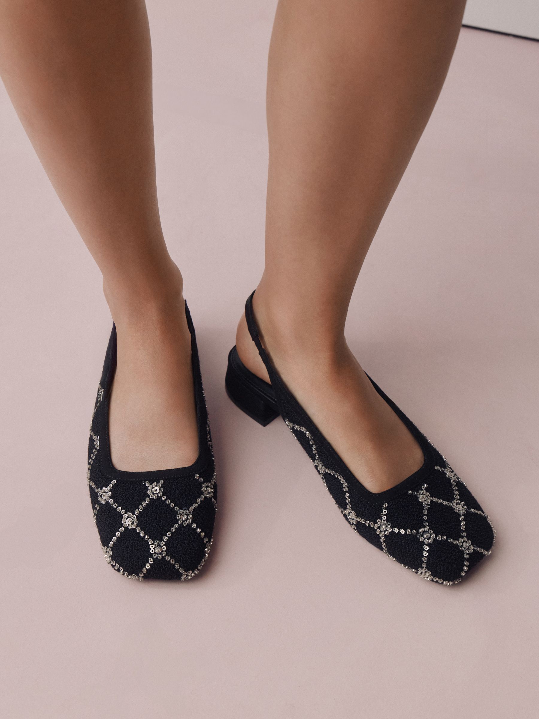 Buy Black Tweed Forever Comfort® Tweed Square Toe Slingback Shoes